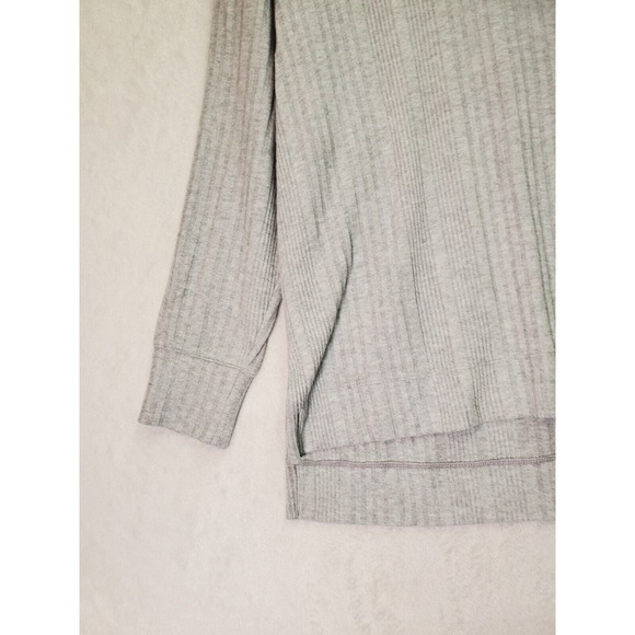 Andrew Marc Sweater Womens Medium Light Gray Knit Rayon Long Sleeve V Neck Slit - Picture 7 of 9